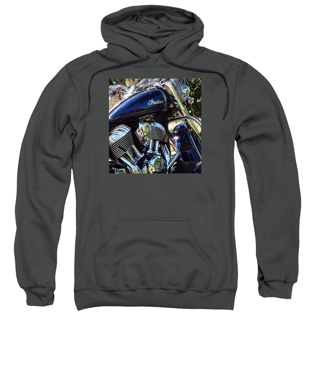 #photographed #indian #adventure #sony # Sonyxperiaz2 #jacquelineschreiber #focus #motorcycle #offroad #style #moto #xperia #photo #polarisindianchiefvintage Sweatshirt featuring the photograph Indian -2 by Jacqueline Schreiber