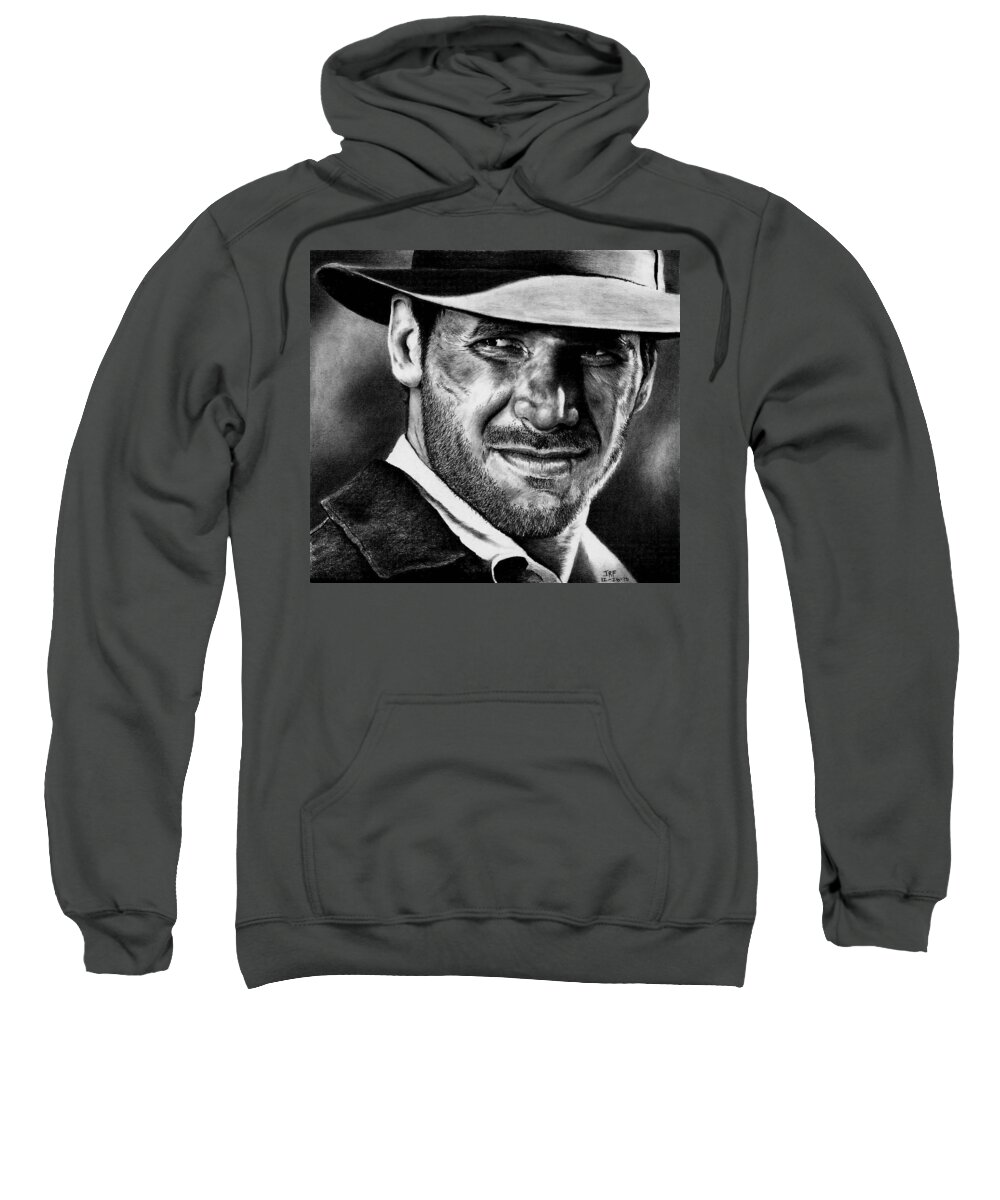 Indiana Jones Sweatshirt featuring the drawing Indiana Jones by Rick Fortson