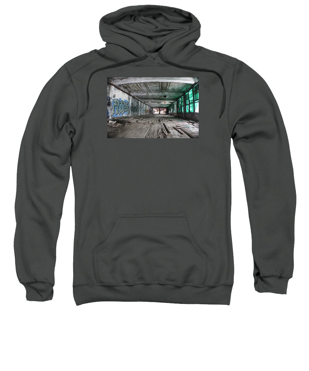 Detroit Sweatshirt featuring the photograph Inside Detroit Packard Plant by John McGraw