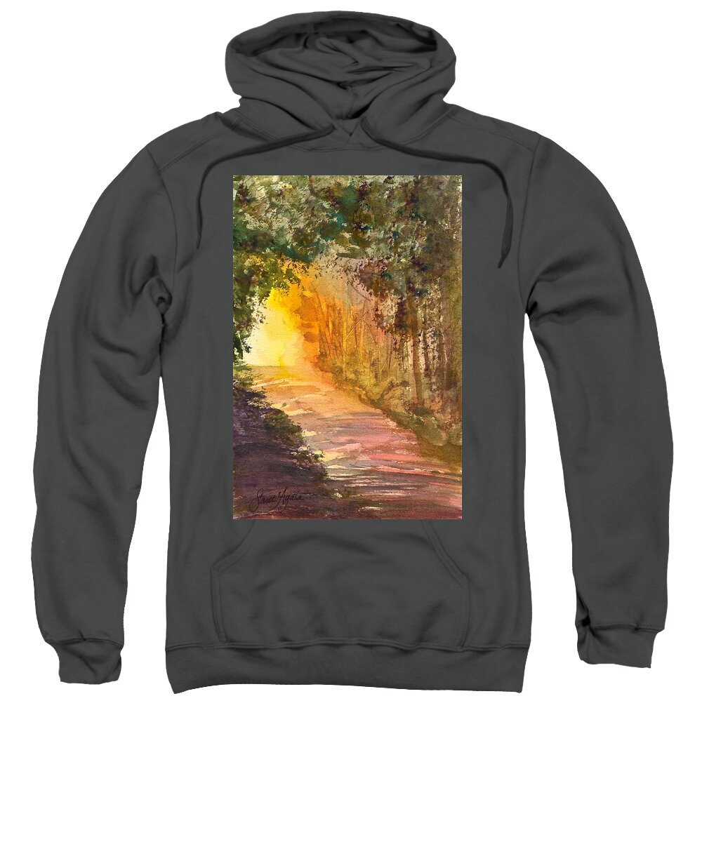 Path Sweatshirt featuring the painting Into the Light by Frank SantAgata