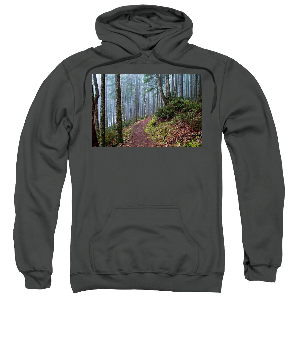 Forest Sweatshirt featuring the photograph Into the Misty Forest by Peggy Collins