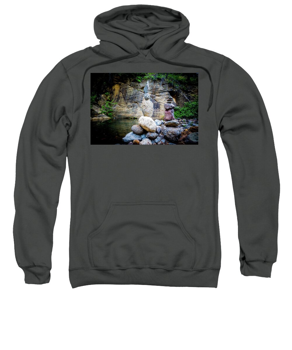 Inuksuk Sweatshirt featuring the photograph Cairn - Color by The Flying Photographer