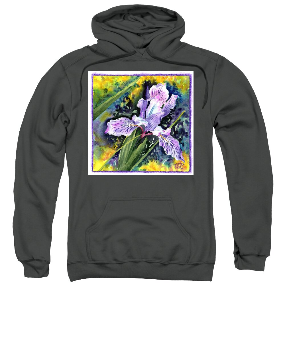 Iris Sweatshirt featuring the painting Iris in Bloom by Tammy Crawford