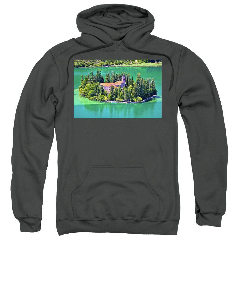 Monastery Sweatshirt featuring the photograph Island of Visovac monastery in Krka by Brch Photography