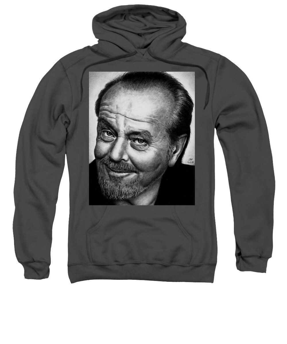Jack Nicholson Sweatshirt featuring the drawing Jack Nicholson by Rick Fortson