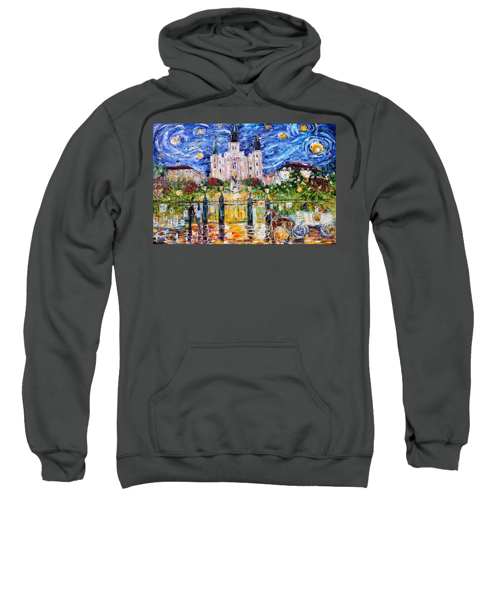 Starry Night Sweatshirt featuring the painting Jackson Square New Orleans by Karen Tarlton