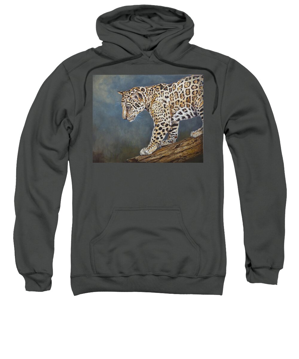 Painting Sweatshirt featuring the painting Jaguar Cub by Portraits By NC