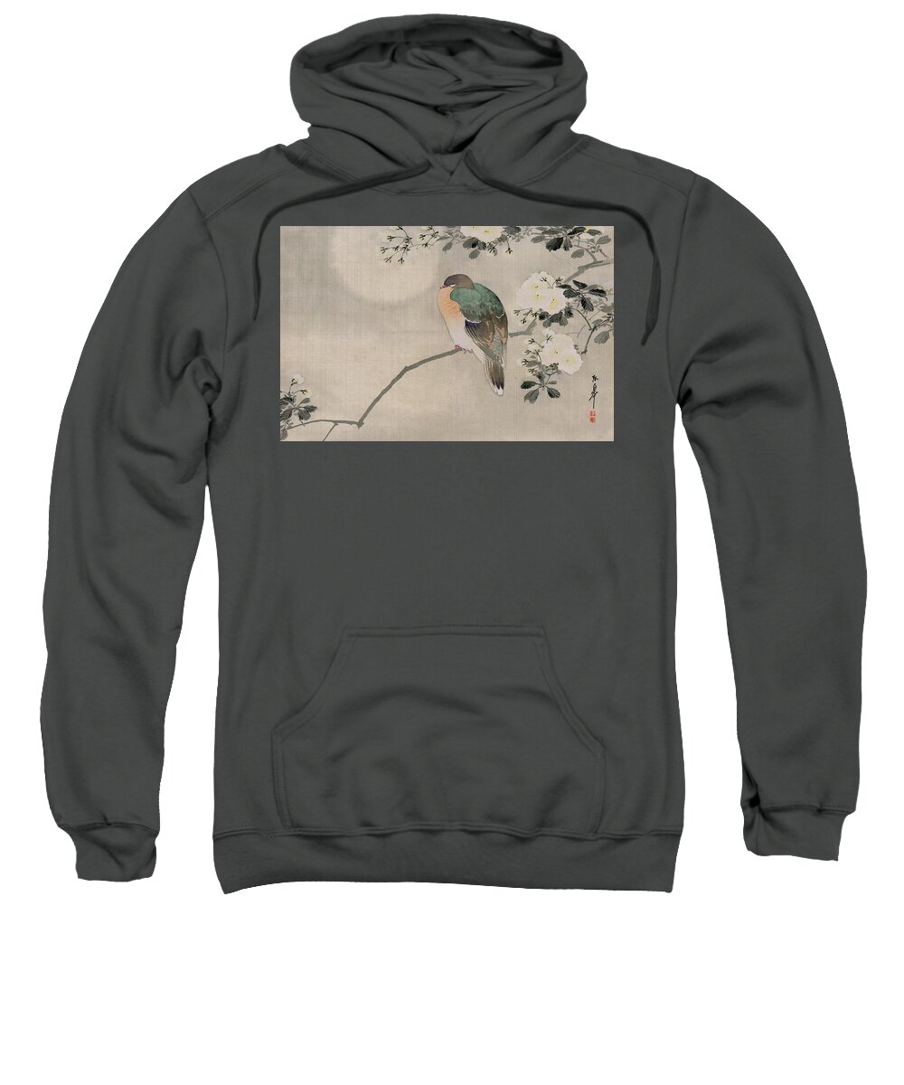 Japan Sweatshirt featuring the painting Japanese Silk Painting of a Wood Pigeon by Japanese School