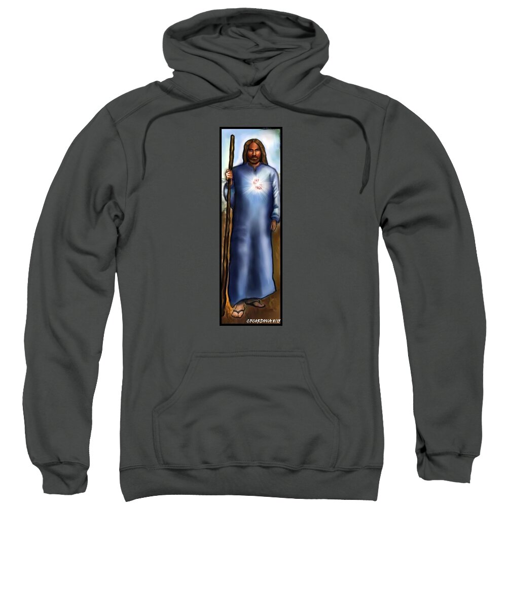 Jesus Sweatshirt featuring the digital art Jesus Is Coming by Carmen Cordova