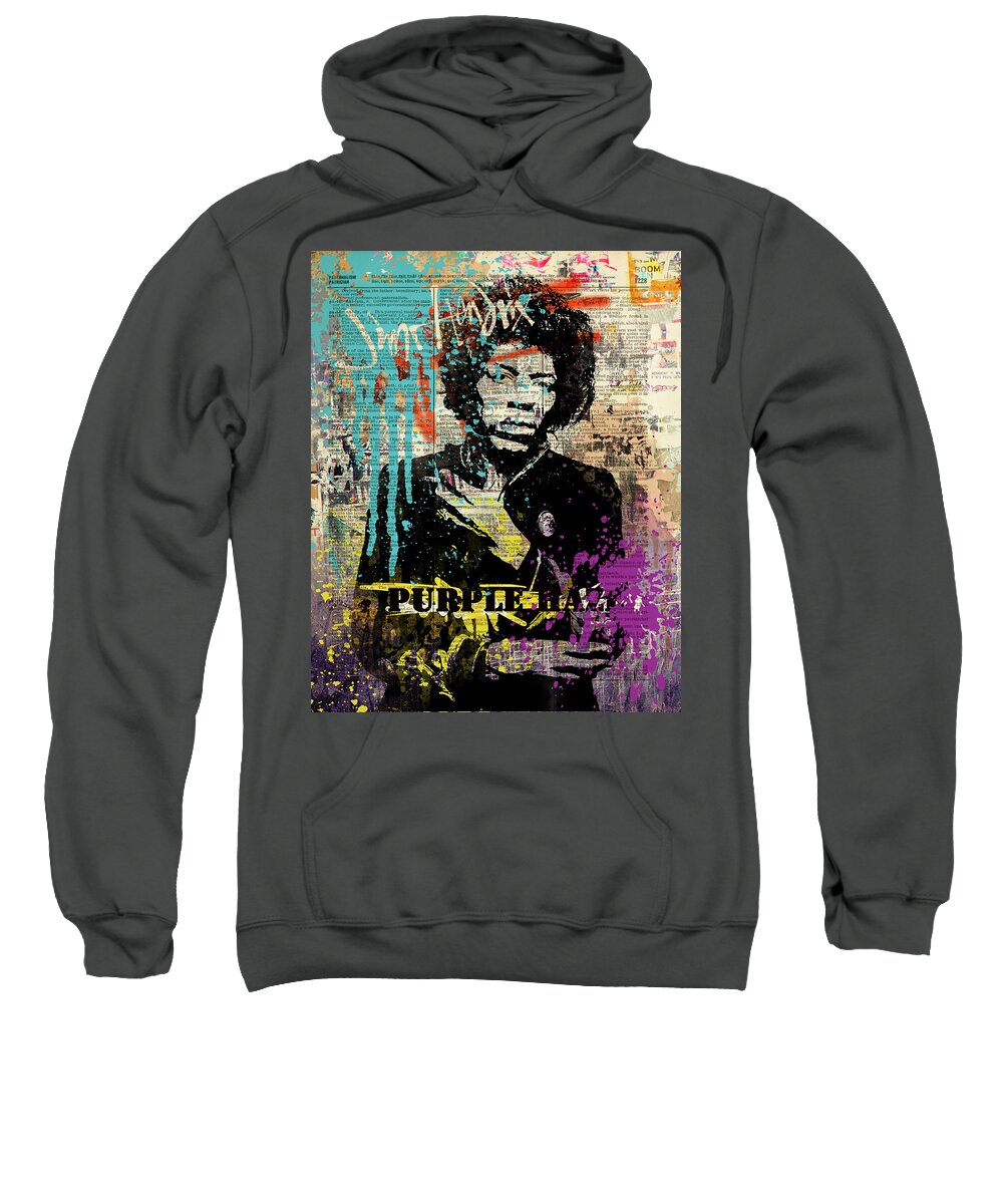 Jimi Sweatshirt featuring the painting JIMI Hendrix #PURPLE HAZE ON DICTIONARY by Art Popop