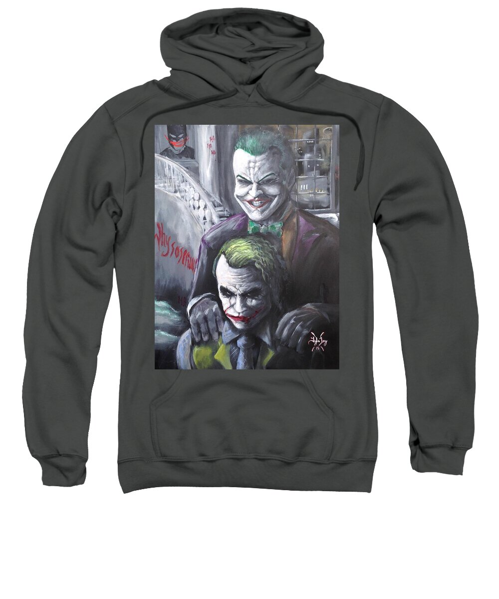 Joker Sweatshirt featuring the painting Jokery in Wayne Manor by Tyler Haddox