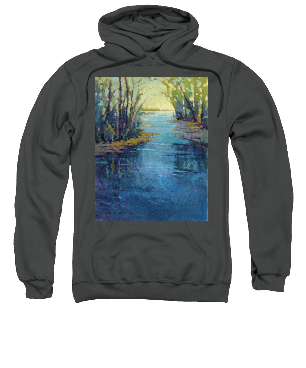 River Sweatshirt featuring the painting Journey Home by Konnie Kim