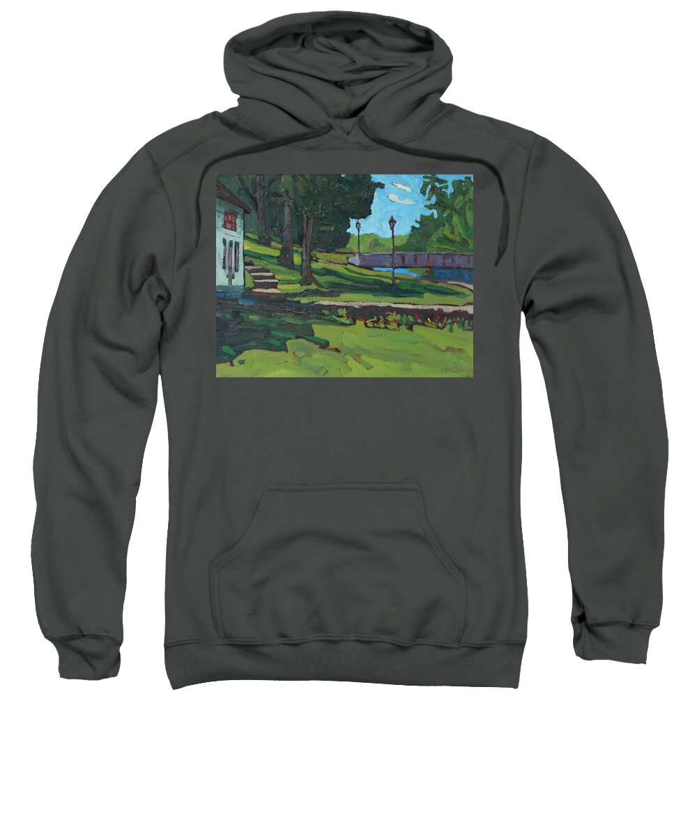 1947 Sweatshirt featuring the painting June Afternoon at Chaffeys by Phil Chadwick