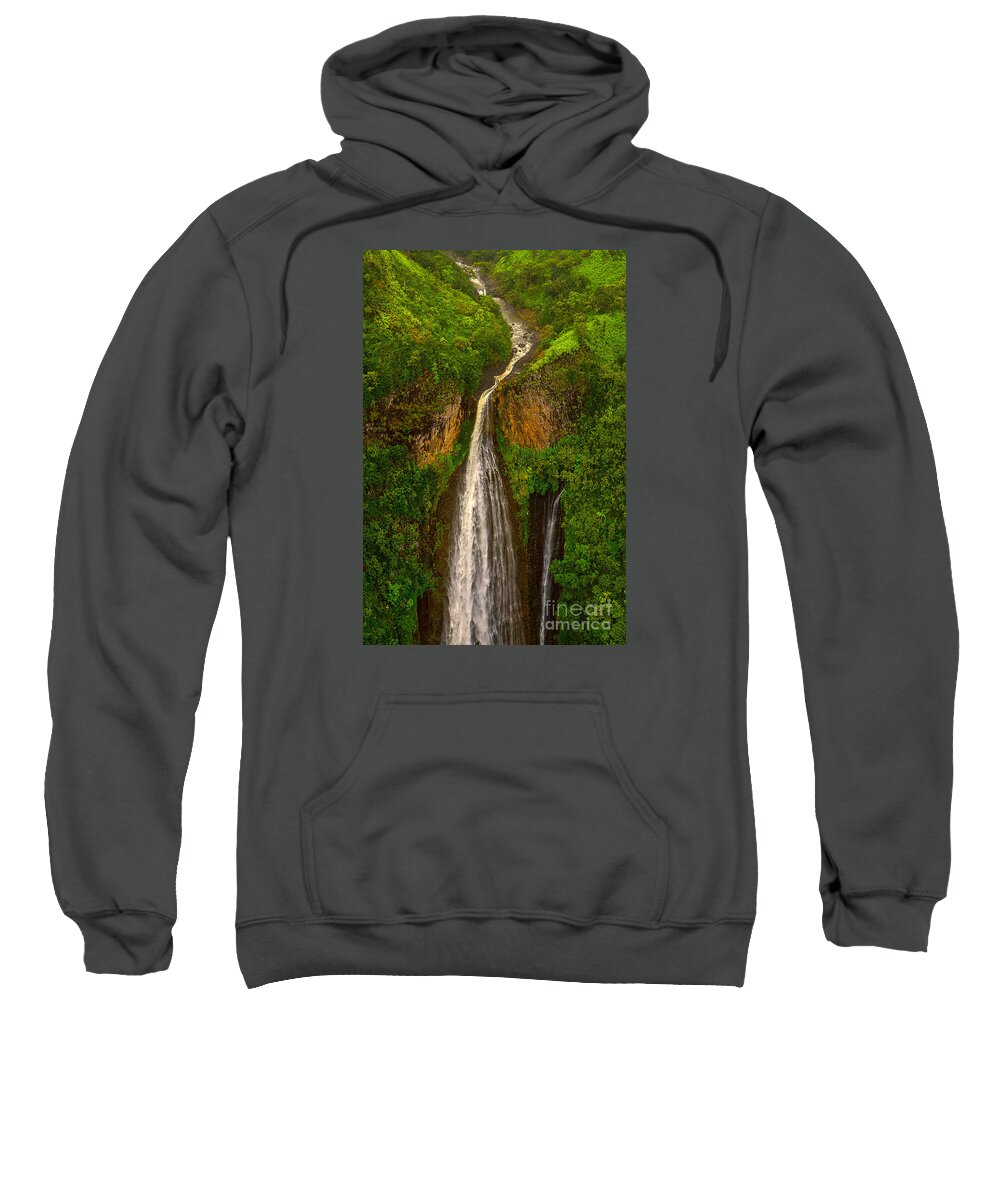 Hawaii Sweatshirt featuring the photograph Jurassic falls by Izet Kapetanovic