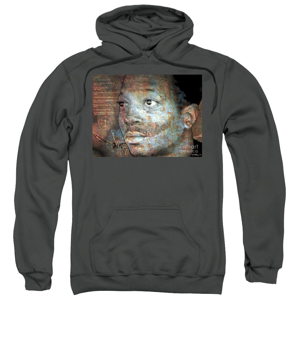 Portraits Sweatshirt featuring the digital art Kalief Browder - A Young Martyr by Walter Neal