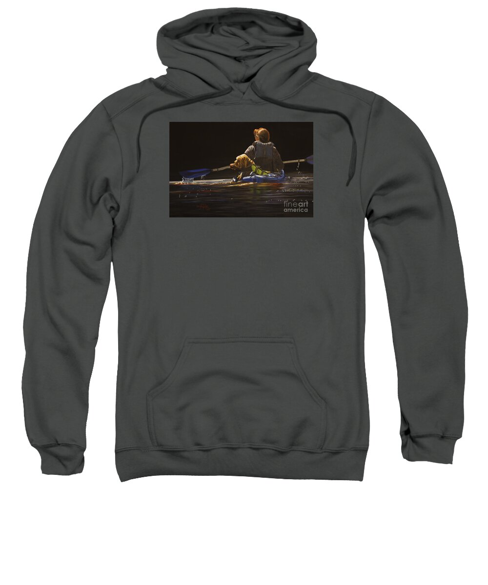 Kayak Sweatshirt featuring the painting Kayaking with Your Best Friend by Laurie Tietjen