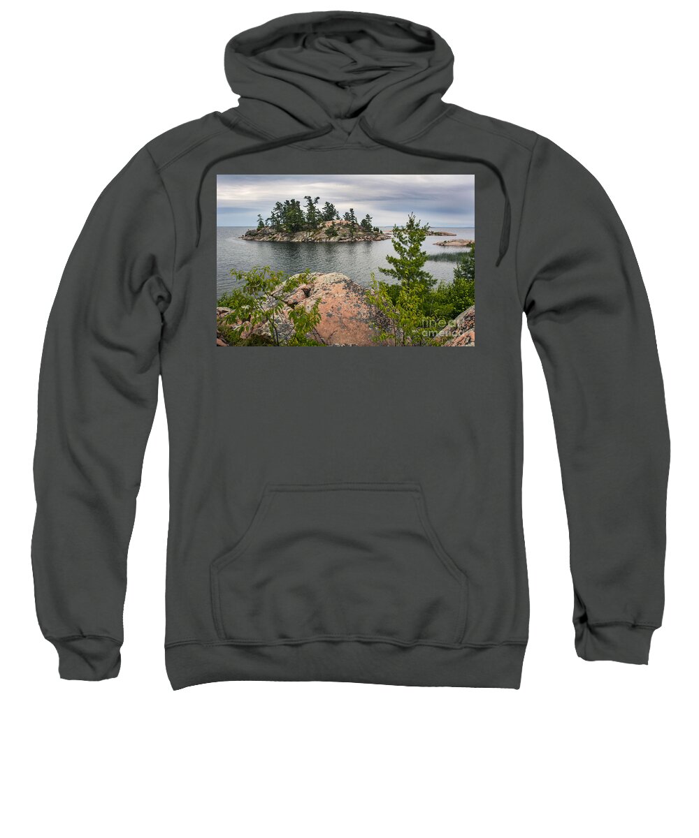 Killarney Provincial Park Sweatshirt featuring the photograph Killarney-Island-pink-4513 by Steve Somerville