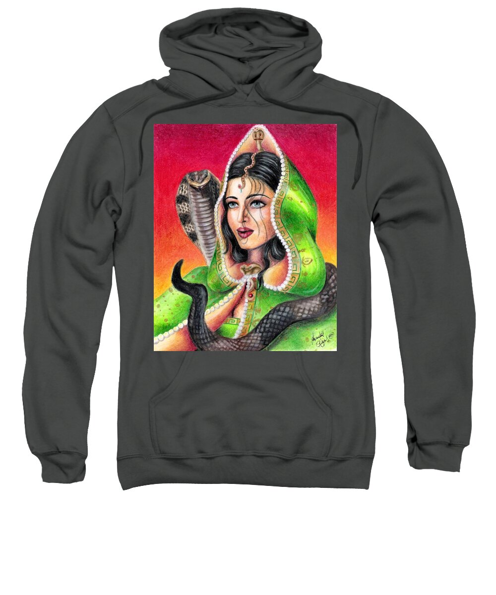 Woman Sweatshirt featuring the drawing King Cobra by Scarlett Royale