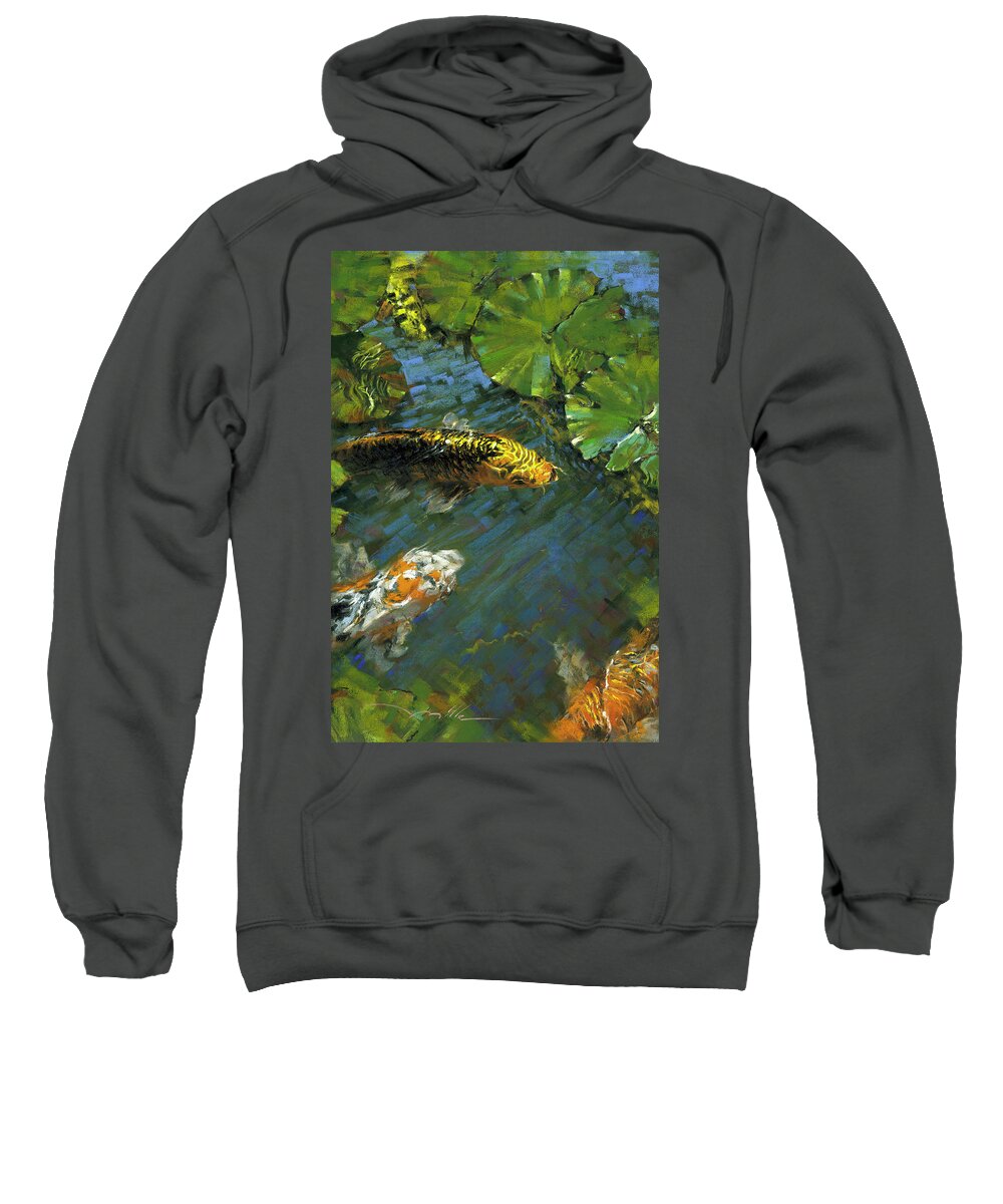 Mark Mille Sweatshirt featuring the painting Koi Pond by Mark Mille
