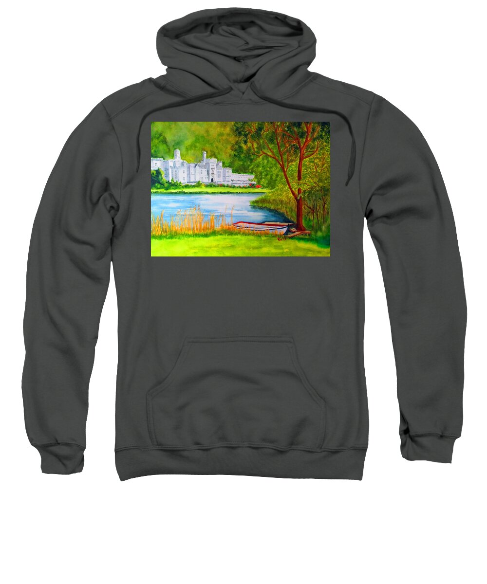 Landscape Sweatshirt featuring the painting Kylemore Abbey Ireland by Julia RIETZ