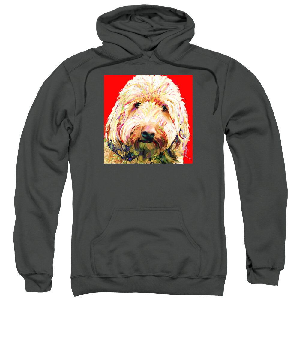 Labradoodle Sweatshirt featuring the painting Labradoodle 1 by Jackie Medow-Jacobson