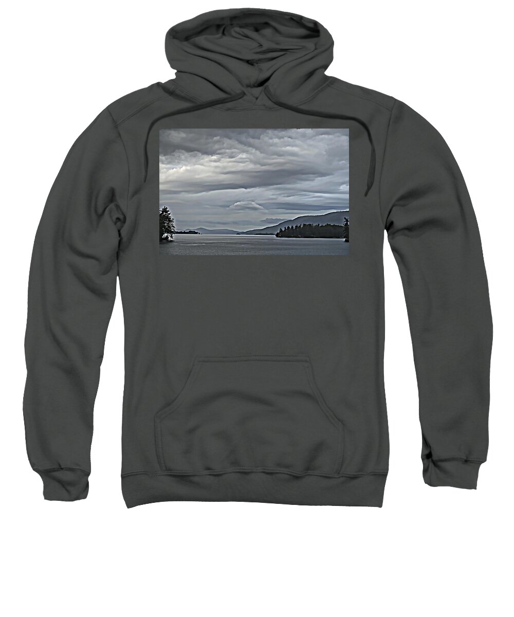 Landscape Sweatshirt featuring the photograph Lake George Rain and Clouds by Russel Considine