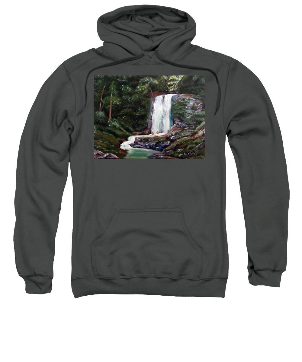 Puerto Rico Sweatshirt featuring the painting Las Marias Puerto Rico Waterfall by Luis F Rodriguez