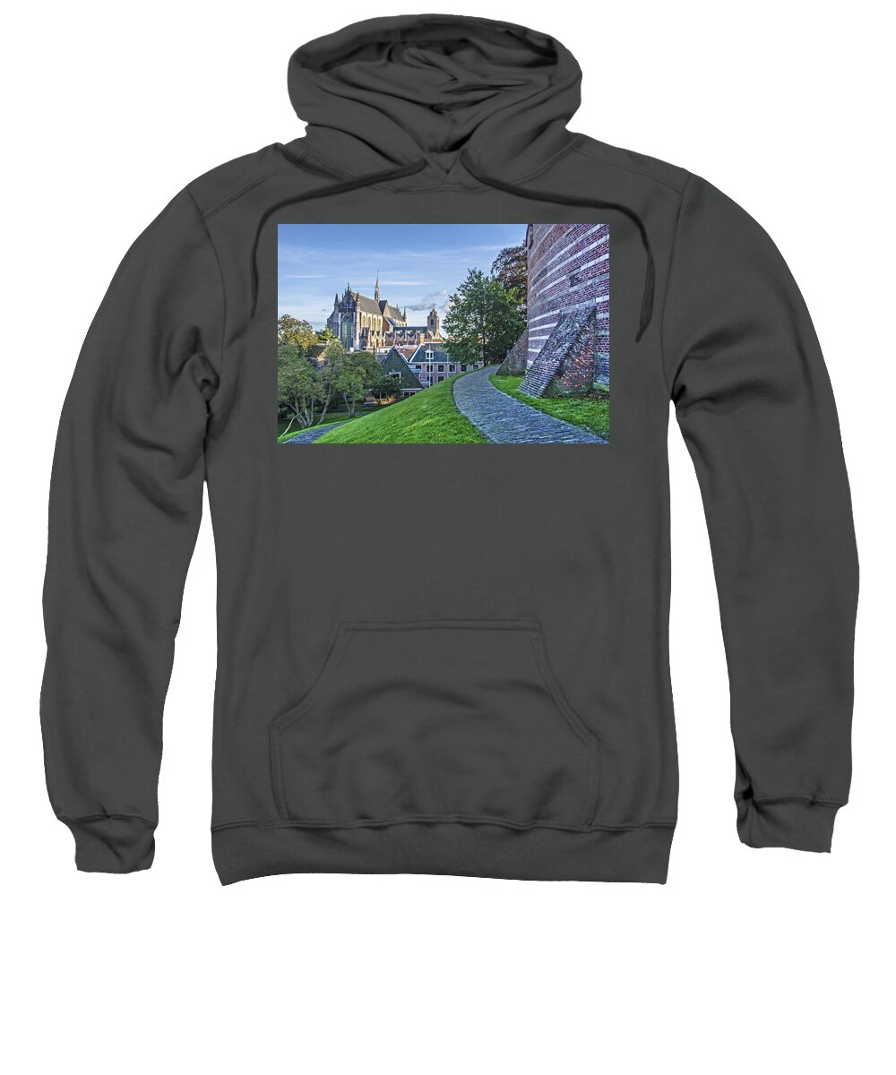 Church Sweatshirt featuring the photograph Leiden, the Church and the Castle by Frans Blok