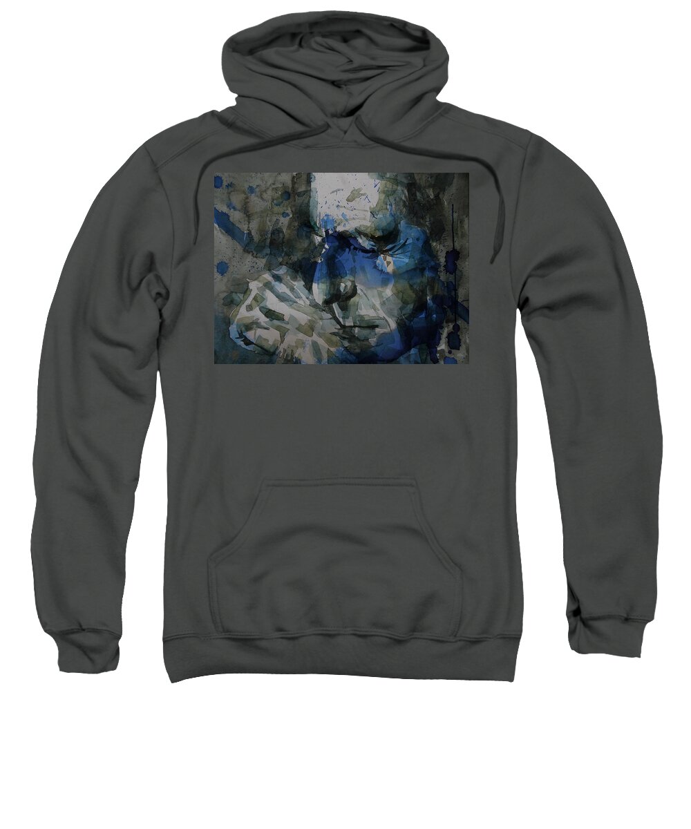 Leonard Cohen Sweatshirt featuring the painting Leonard Cohen - It Goes Like This The Fourth The Fifth by Paul Lovering