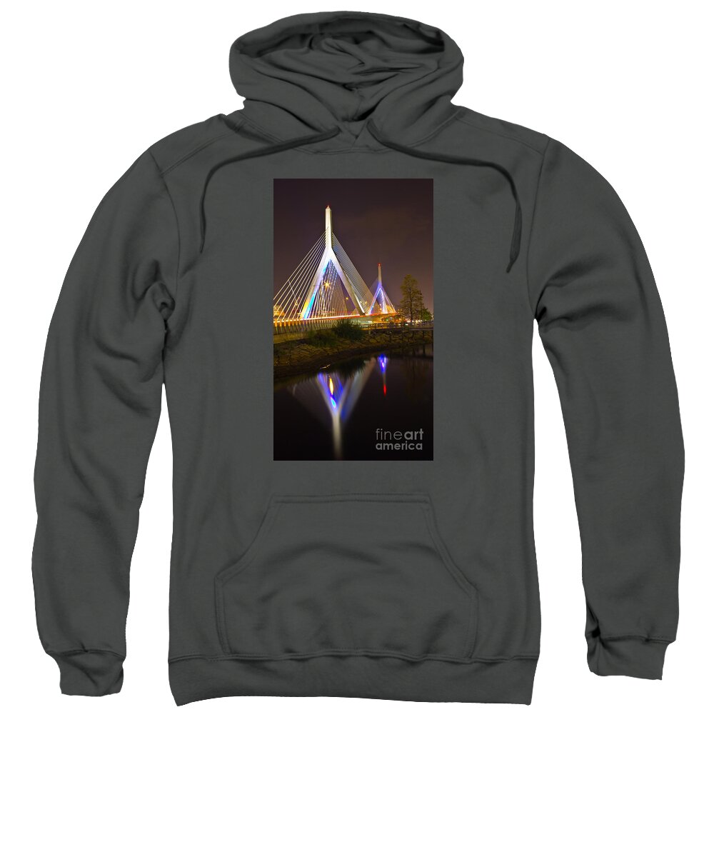 Michael Tidwell Photography Sweatshirt featuring the photograph Leonard P. Zakim Bunker Hill Bridge Reflection by Michael Tidwell