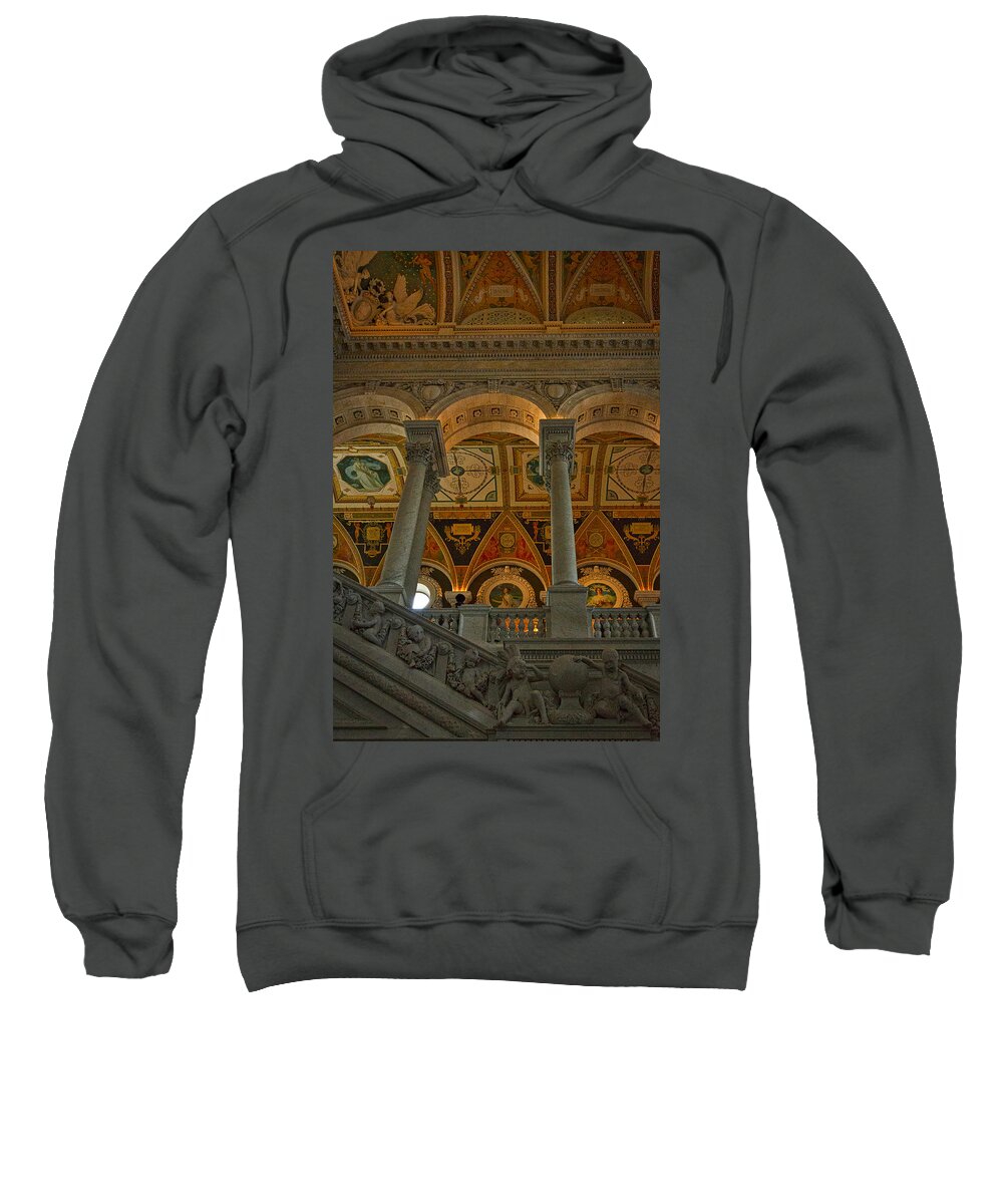 Congress Sweatshirt featuring the photograph Library of Congress Staircase by Stuart Litoff