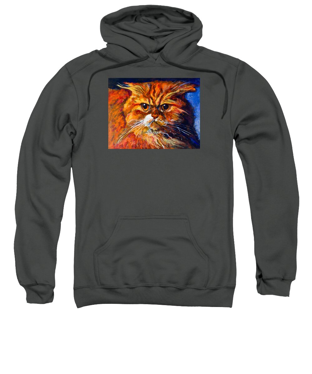 Cat Sweatshirt featuring the painting Life isn't easy by Maxim Komissarchik
