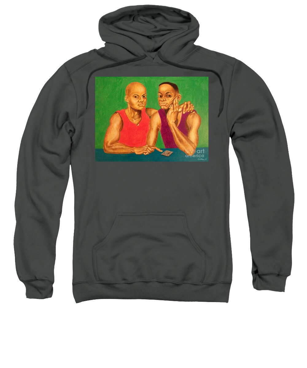 Figures Sweatshirt featuring the drawing Us Helping Us by Walter Neal