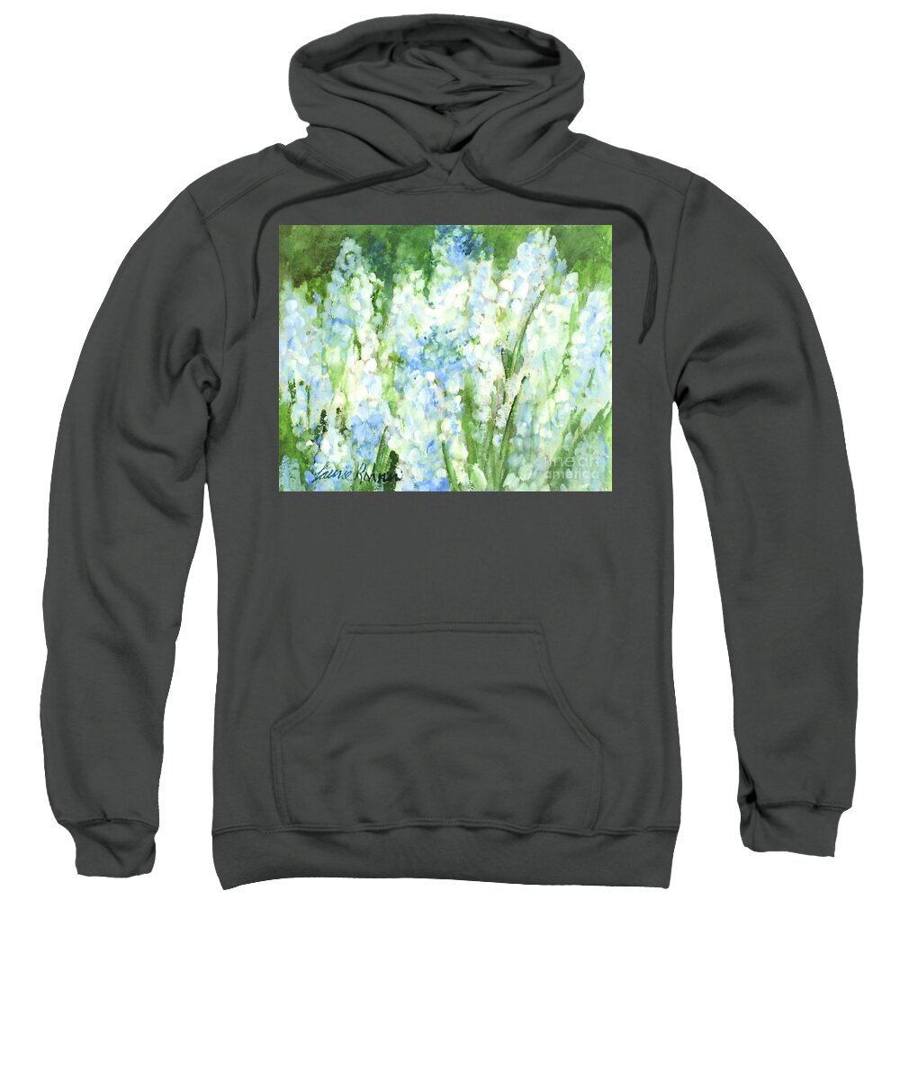Grape Hyacinth Sweatshirt featuring the painting Light Blue Grape Hyacinth. by Laurie Rohner