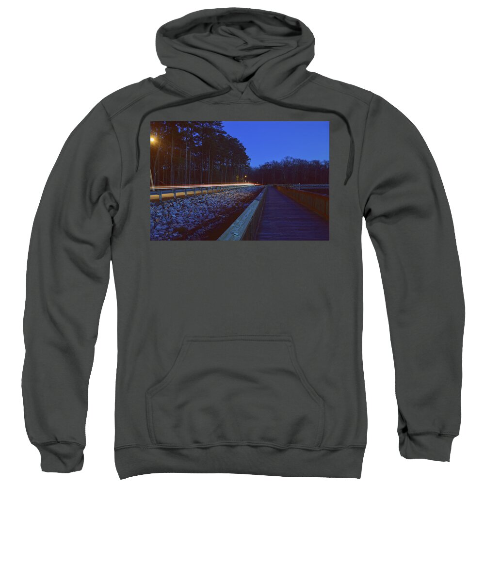 Light Sweatshirt featuring the photograph Light Trails on Elbow Road by Nicole Lloyd