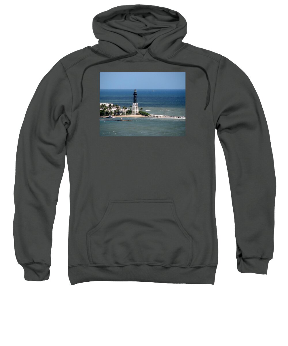 Lighthouse Sweatshirt featuring the photograph Lighthouse at Hillsboro Beach in Florida by Corinne Carroll
