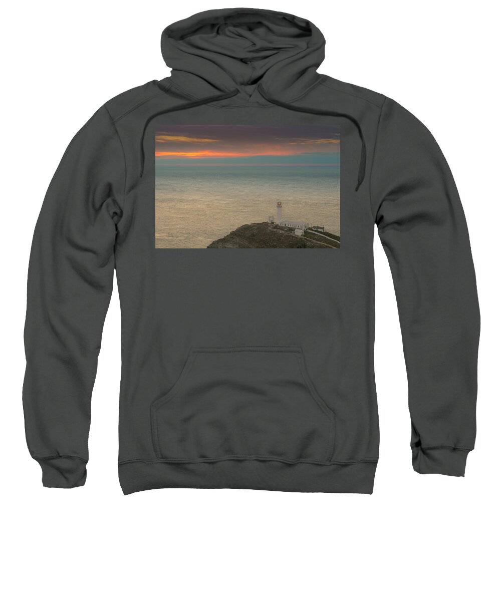Anglesey Sweatshirt featuring the photograph Lighthouse at Sunset,South Stack, Anglesey,North Wales by Andy Astbury