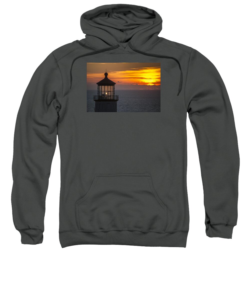 Cape Disappointment Sweatshirt featuring the photograph Lighthouse Sunset by Robert Potts