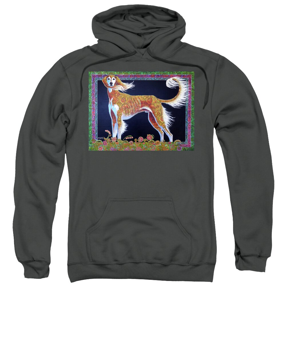 Saluki Sweatshirt featuring the painting Like the Wind by Ande Hall