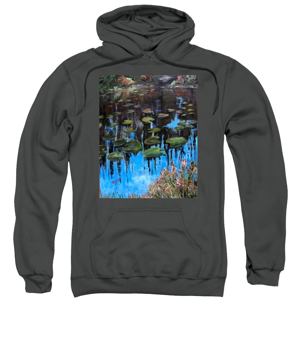 Acrylic Sweatshirt featuring the painting Lilly Pads and Reflections by Barbara O'Toole