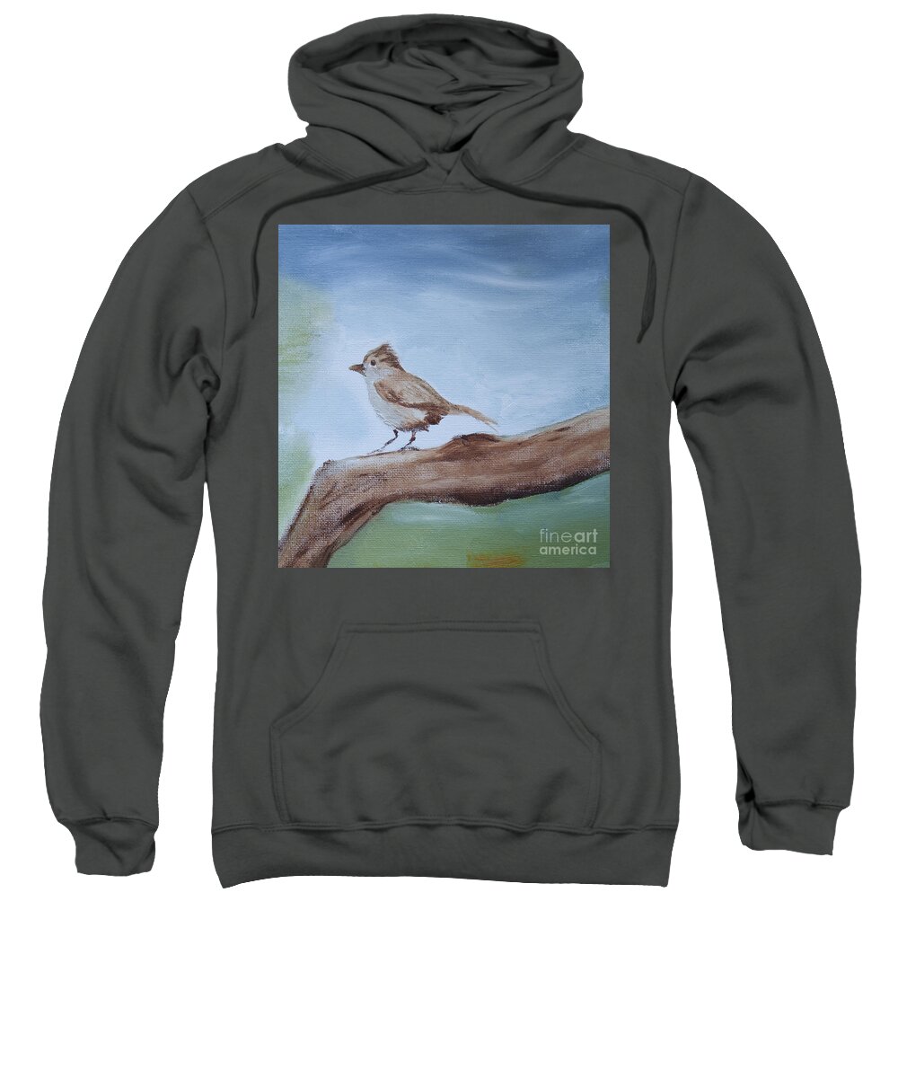 Bird Sweatshirt featuring the painting Little Friend by Shelley Myers