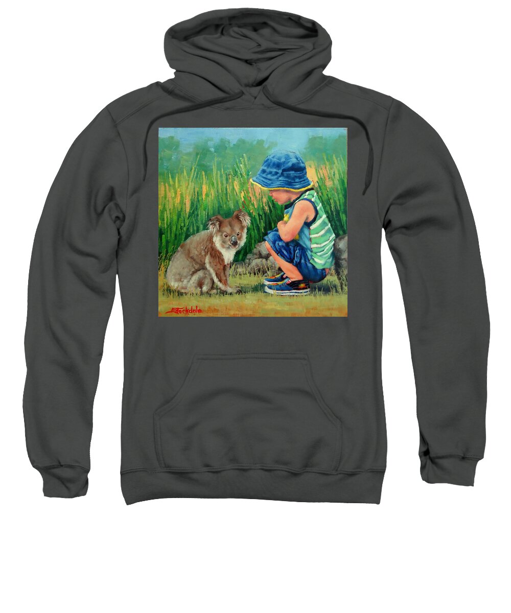 Child Painting Sweatshirt featuring the painting Little Friends by Margaret Stockdale
