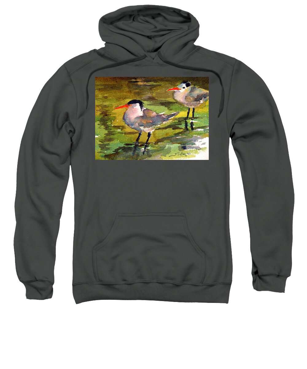 Seabirds Sweatshirt featuring the painting Little terns by Julianne Felton