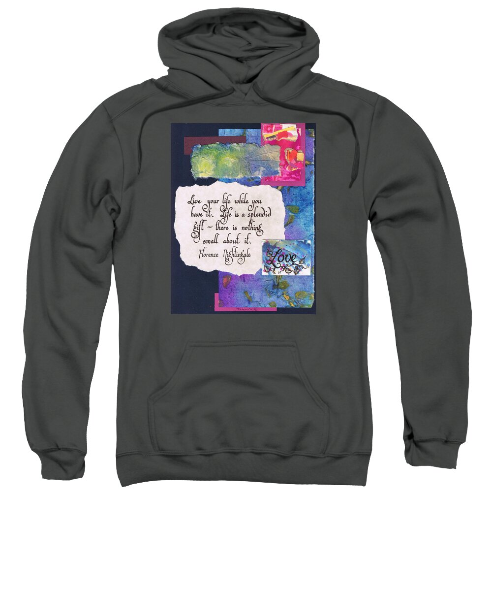 Abstract Sweatshirt featuring the painting Live your life while you have it - navy by Tamara Kulish