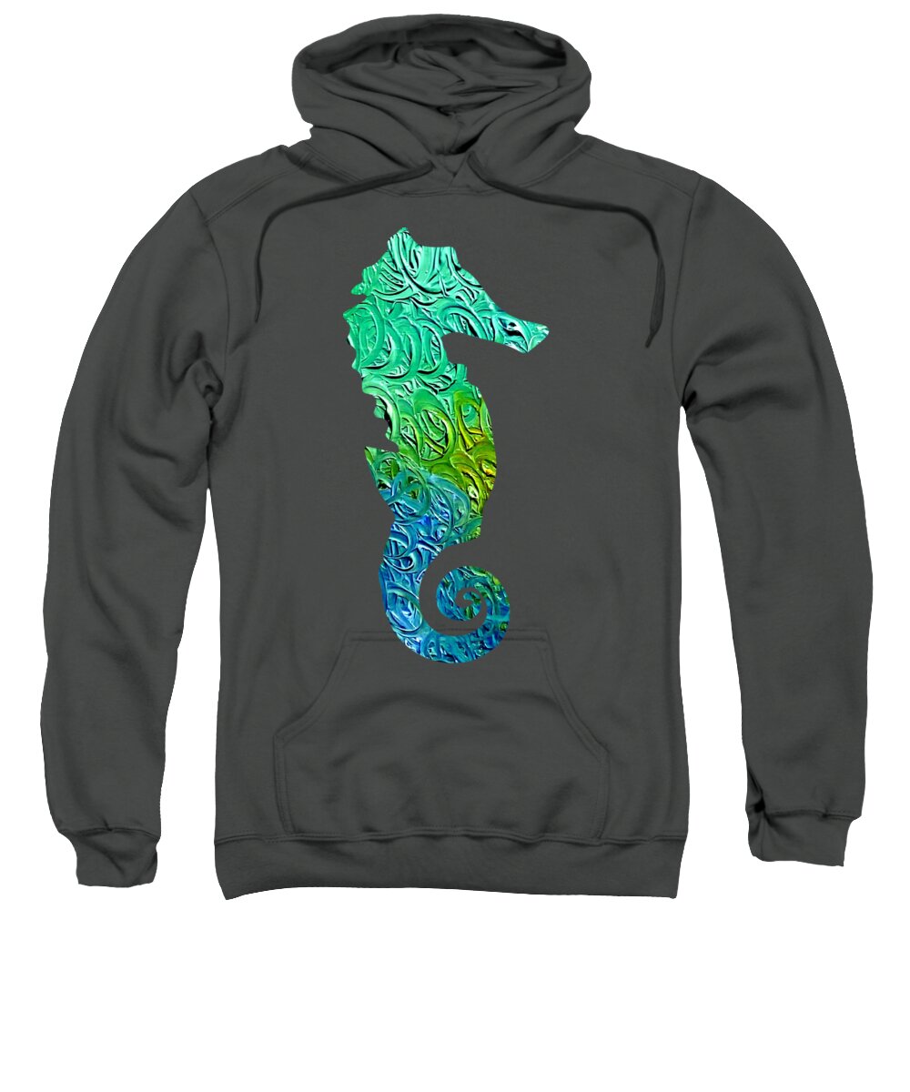 Seahorse Sweatshirt featuring the digital art Lively Seahorse by Rachel Hannah