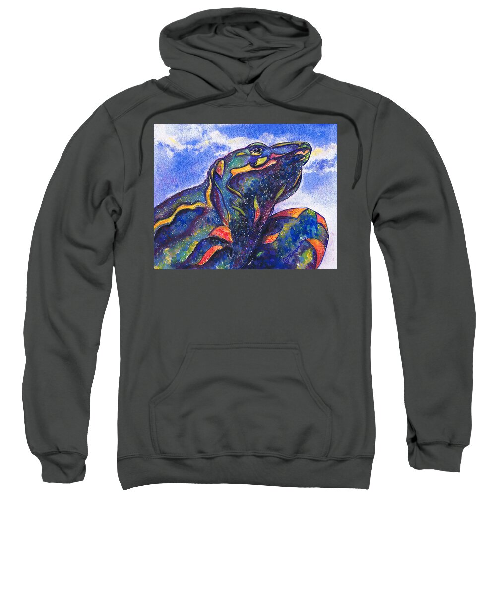 Tamara Kulish Sweatshirt featuring the painting Lizard in the Desert 2 by Tamara Kulish