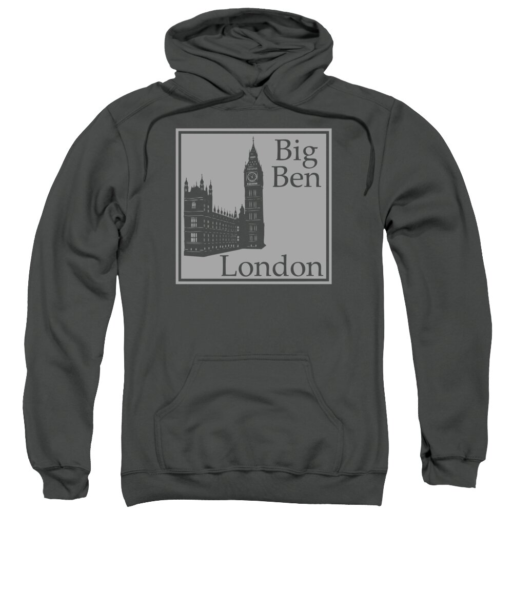 Big Ben Sweatshirt featuring the digital art London's Big Ben in Gray by Custom Home Fashions
