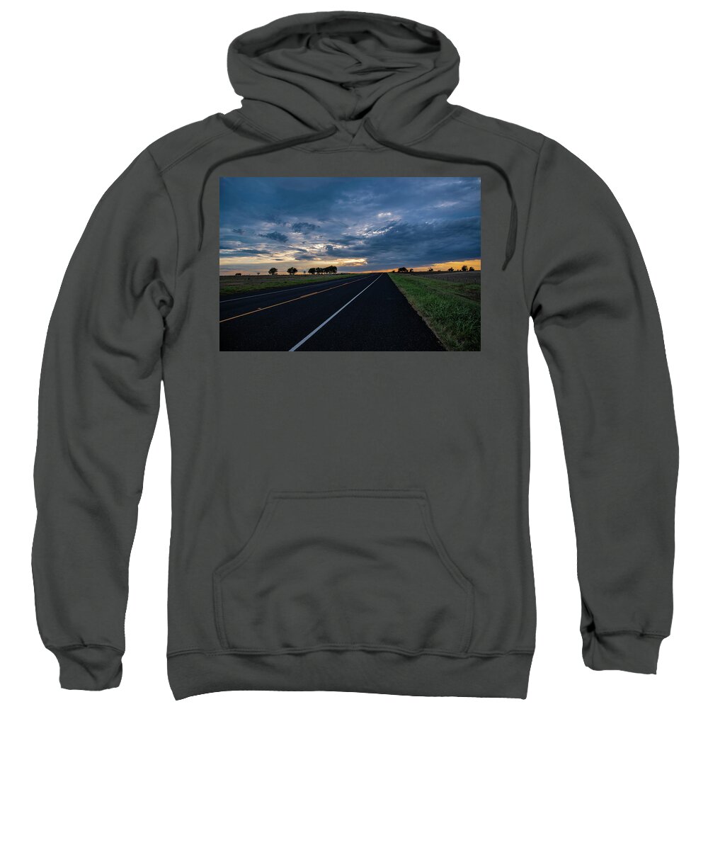 Highway Sweatshirt featuring the photograph Lone Highway At Sunset by G Lamar Yancy