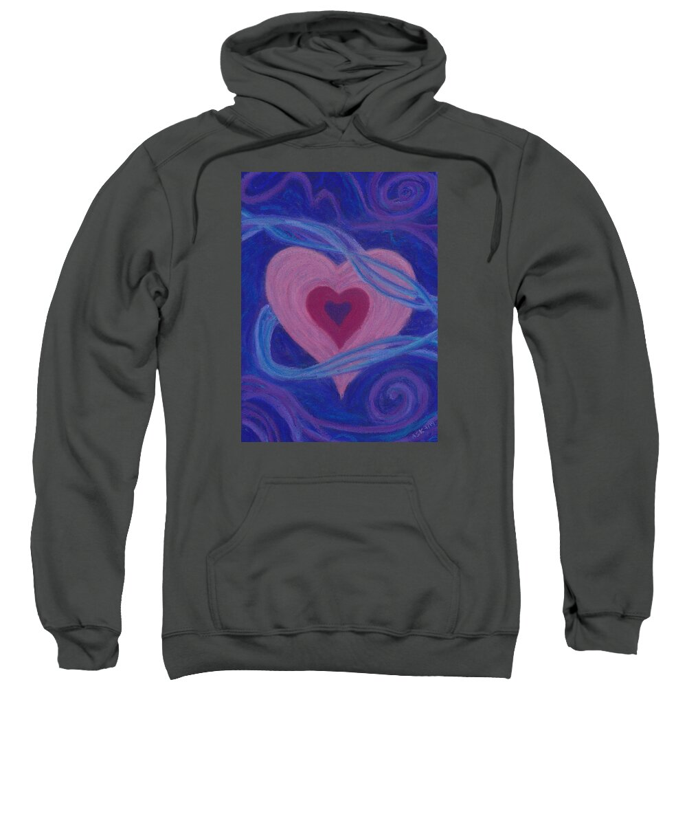 Heart Sweatshirt featuring the pastel Love Ribbons by Anne Katzeff