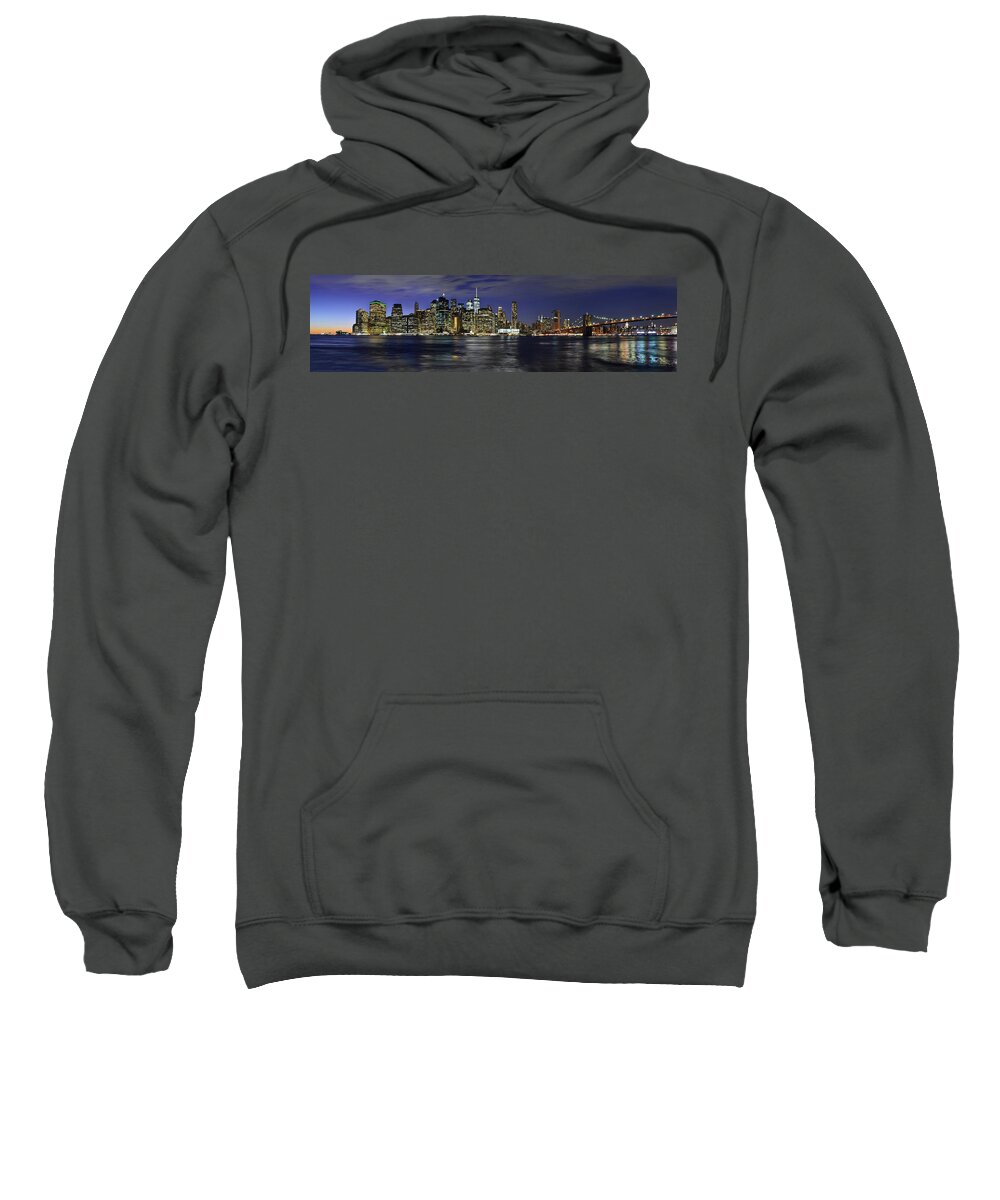 America Sweatshirt featuring the photograph Lower Manhattan from Brooklyn Heights at Dusk - New York City by Carlos Alkmin